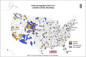 County to County Net Migration 2007-11 Laramie WY