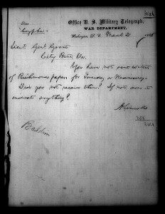 Telegram-A.Lincoln to Lt.Gen. Grant, March 2, 1865