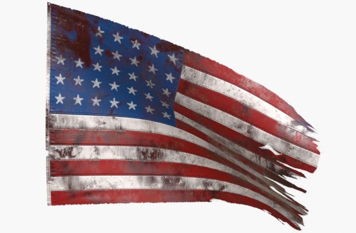 US 350star Flag, well-worn by battle, magnanimous in victory