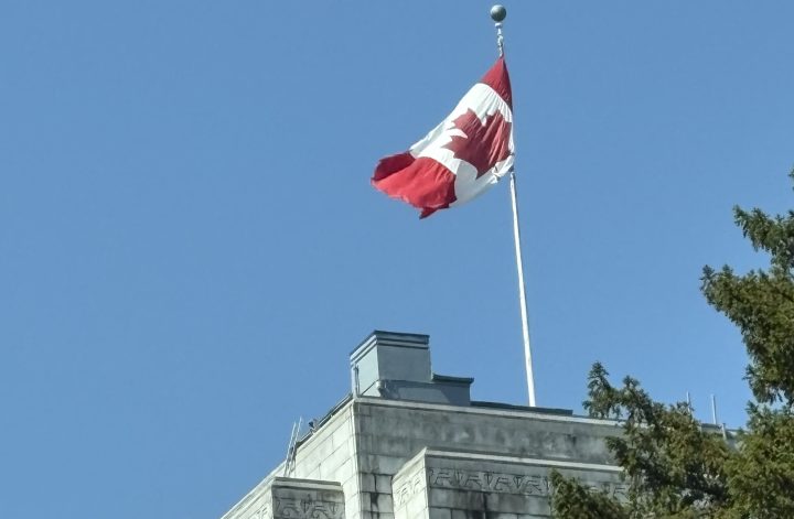 Vancouver, British Columbia, City Hall with Canadian Flag