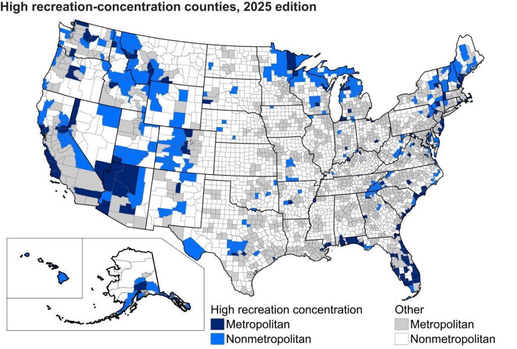 High recreation-concentration counties (432 total, 295 nonmetro)