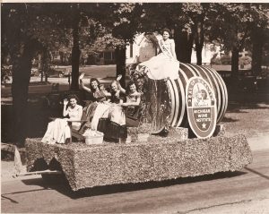 Historic photo of Paw Paw, Michigan, Wine Festival float.
