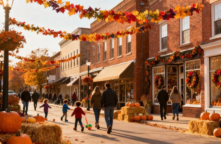 Redbrick Main Street in the Autumn