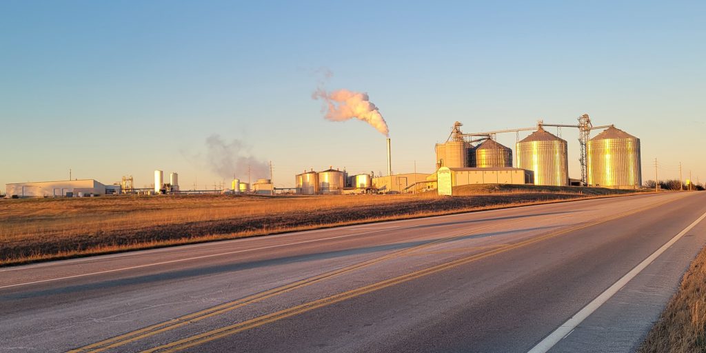 East Kansas Agri-Energy (EKAE) in evening sun