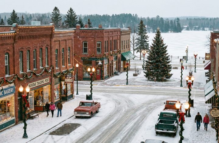 Image of holiday small town downtown