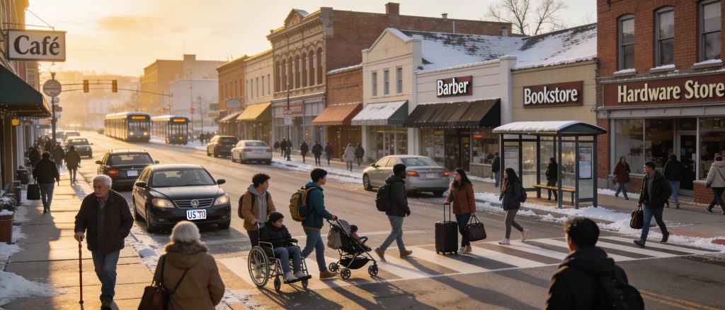 Main Street in the winter.