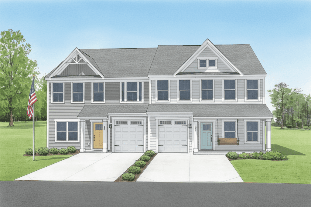 New build duplex, typical of the rural Southern US