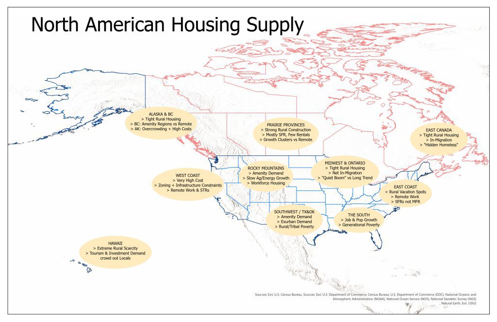 North American Housing Supply regions map graphic