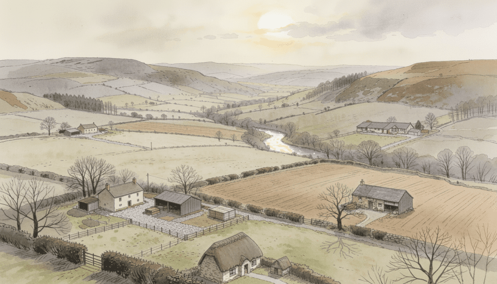 Illustration of rural housing acreages