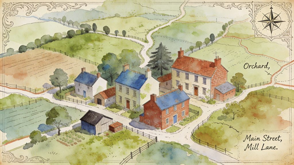 Vignette of a rural housing cluster