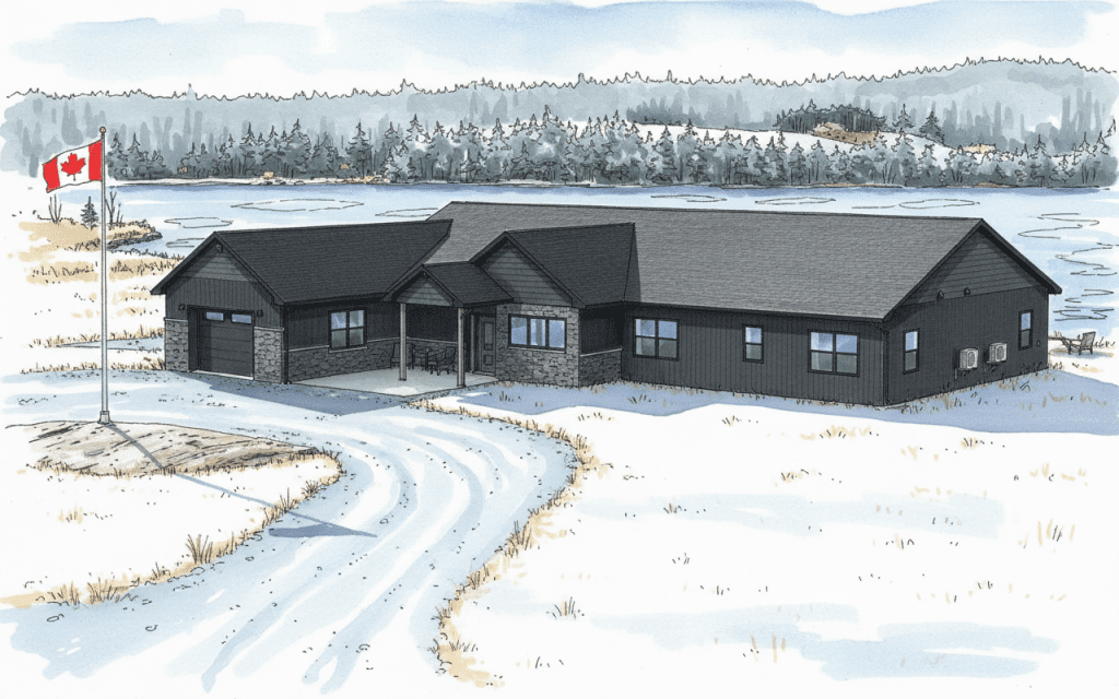 New build single family home, typical of eastern Canada or US.
