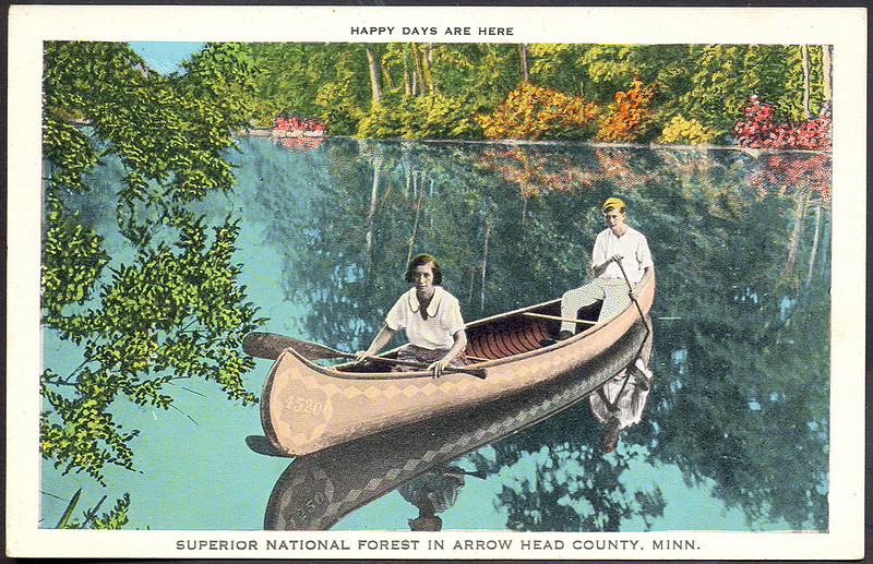 Vintage Ely area canoe card