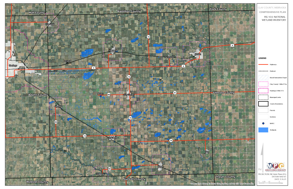 Clay County, Nebraska, Comprehensive Plan - National Wetland Inventory map by MPC