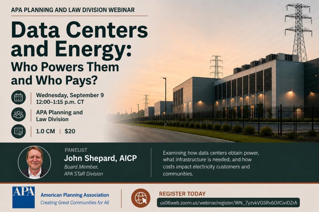 Promo image for webinar "Data Centers and Energy: Who Power Them and Who Pays?" 9-9-26