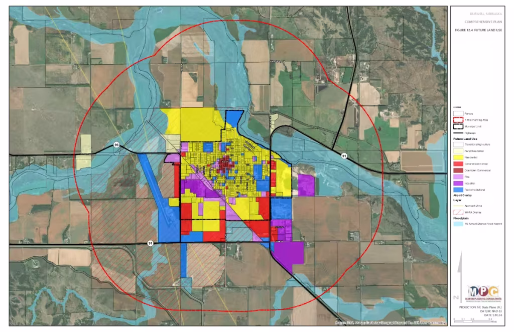 City of Burwell Comprehensive Plan, Future Land Use Map, 2024.
