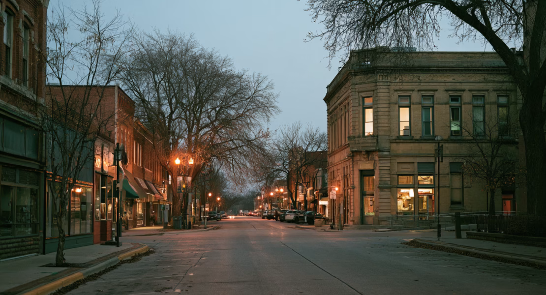 Image of a small town where residents are implementing community planning and development ideas.